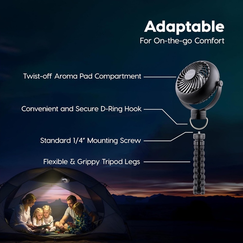 Rechargeable Personal Fan — Black - Picture 10 of 12